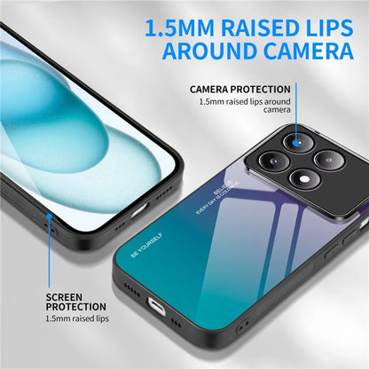 For Xiaomi Poco F6 5G / Redmi Turbo 3 5G Case Gradient Color Tempered Glass Back Cover Anti-Scratch