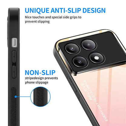 For Xiaomi Poco F6 5G / Redmi Turbo 3 5G Case Gradient Color Tempered Glass Back Cover Anti-Scratch