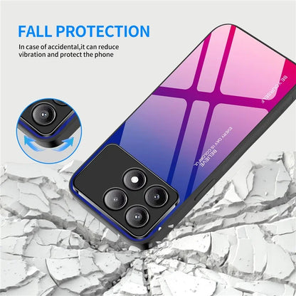 For Xiaomi Poco F6 5G / Redmi Turbo 3 5G Case Gradient Color Tempered Glass Back Cover Anti-Scratch