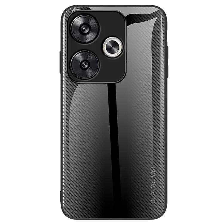 For Xiaomi Poco F6 5G / Redmi Turbo 3 5G Phone Case Tempered Glass+TPU Phone Cover Carbon Fiber Texture