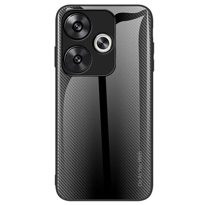 For Xiaomi Poco F6 5G / Redmi Turbo 3 5G Phone Case Tempered Glass+TPU Phone Cover Carbon Fiber Texture