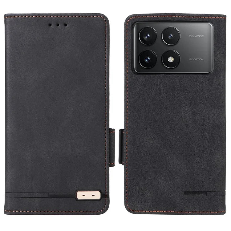 For Xiaomi Poco F6 Pro 5G / Redmi K70 5G / K70 Pro 5G Case Folio Design Leather Phone Cover Hardware Decor