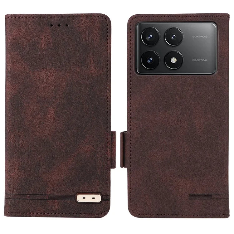 For Xiaomi Poco F6 Pro 5G / Redmi K70 5G / K70 Pro 5G Case Folio Design Leather Phone Cover Hardware Decor