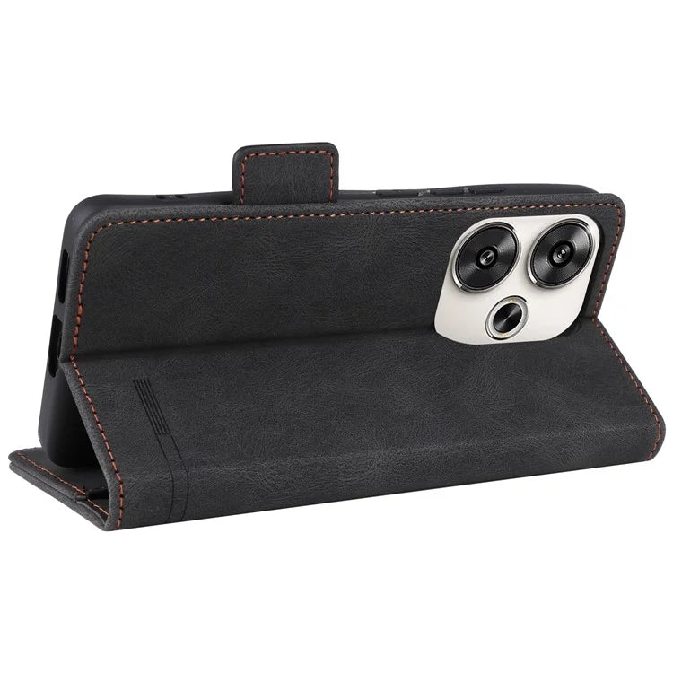 For Xiaomi Poco F6 5G / Redmi Turbo 3 5G Case Leather Phone Cover Hardware Decor Folio Book Wallet