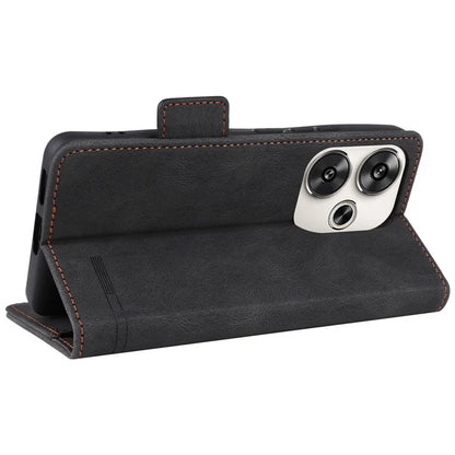 For Xiaomi Poco F6 5G / Redmi Turbo 3 5G Case Leather Phone Cover Hardware Decor Folio Book Wallet