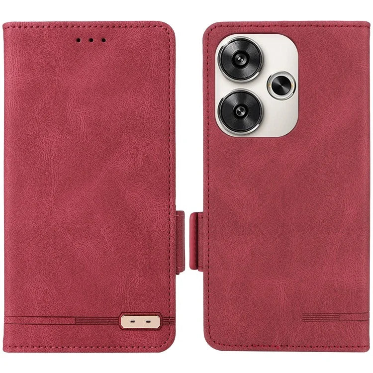 For Xiaomi Poco F6 5G / Redmi Turbo 3 5G Case Leather Phone Cover Hardware Decor Folio Book Wallet