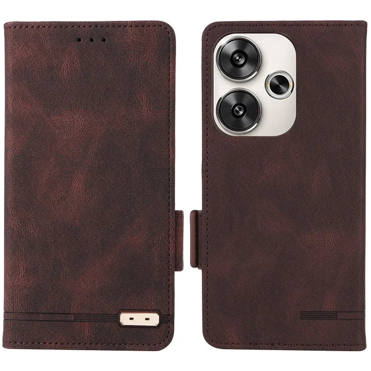 For Xiaomi Poco F6 5G / Redmi Turbo 3 5G Case Leather Phone Cover Hardware Decor Folio Book Wallet