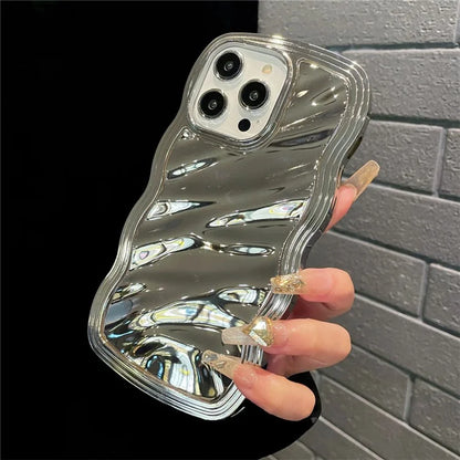 For iPhone 15 Pro Max Cover Detachable 2-in-1 Wave Texture Electroplating PC+TPU Phone Case