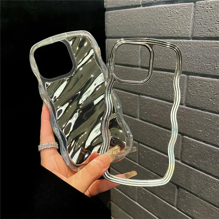For iPhone 15 Pro Max Cover Detachable 2-in-1 Wave Texture Electroplating PC+TPU Phone Case