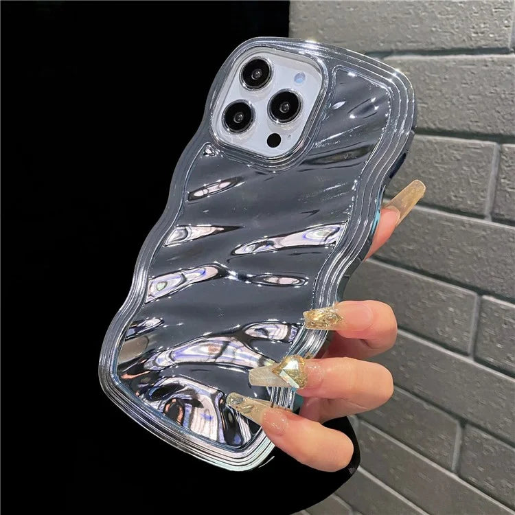 For iPhone 15 Pro Max Cover Detachable 2-in-1 Wave Texture Electroplating PC+TPU Phone Case