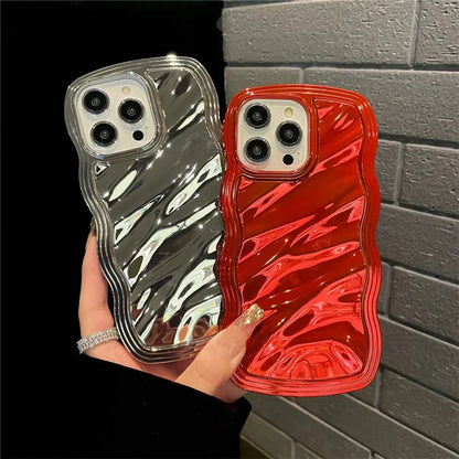 For iPhone 15 Pro Max Cover Detachable 2-in-1 Wave Texture Electroplating PC+TPU Phone Case