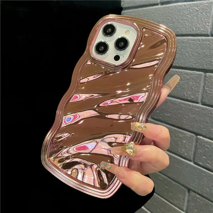 For iPhone 15 Pro Max Cover Detachable 2-in-1 Wave Texture Electroplating PC+TPU Phone Case