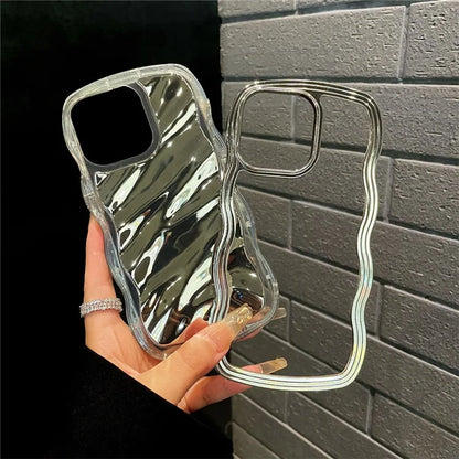 For iPhone 15 Pro Max Cover Detachable 2-in-1 Wave Texture Electroplating PC+TPU Phone Case