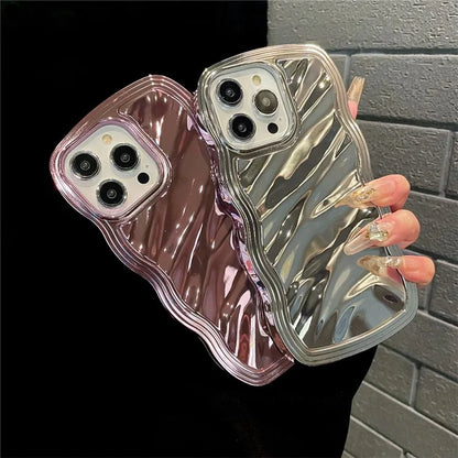 For iPhone 15 Pro Max Cover Detachable 2-in-1 Wave Texture Electroplating PC+TPU Phone Case