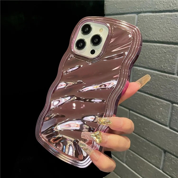 For iPhone 15 Pro Cover Detachable 2-in-1 Wave Texture Electroplating PC+TPU Phone Case