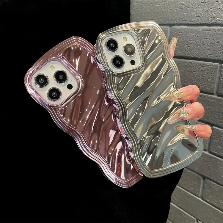 For iPhone 15 Pro Cover Detachable 2-in-1 Wave Texture Electroplating PC+TPU Phone Case