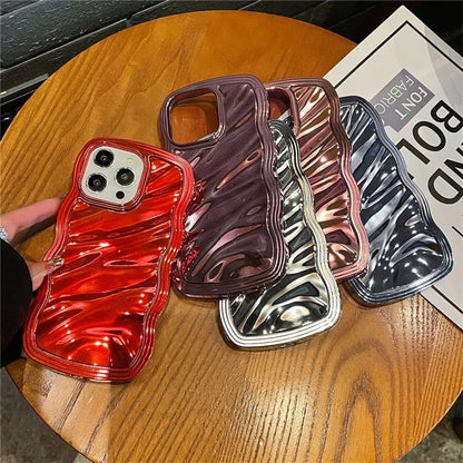 For iPhone 15 Pro Cover Detachable 2-in-1 Wave Texture Electroplating PC+TPU Phone Case
