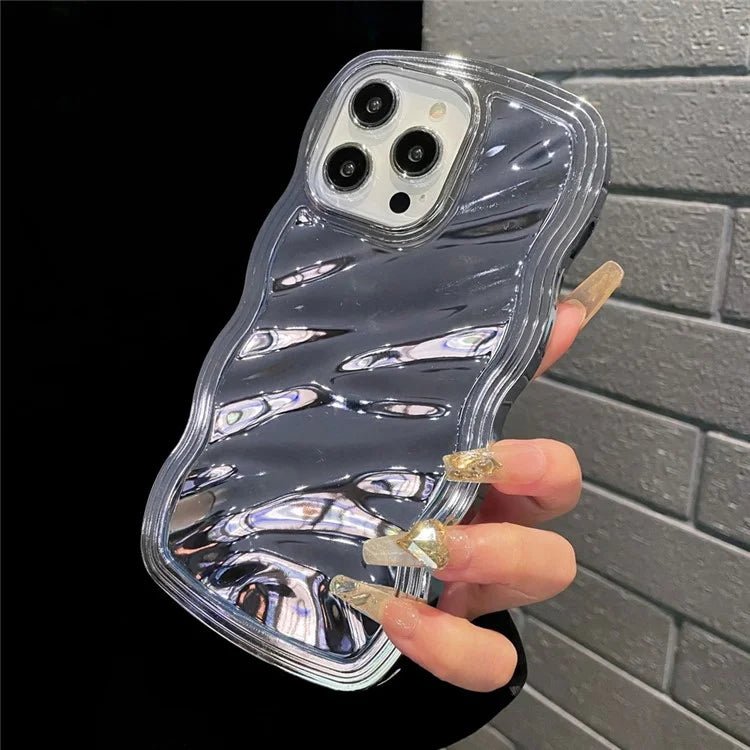 For iPhone 15 Pro Cover Detachable 2-in-1 Wave Texture Electroplating PC+TPU Phone Case