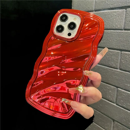For iPhone 15 Pro Cover Detachable 2-in-1 Wave Texture Electroplating PC+TPU Phone Case