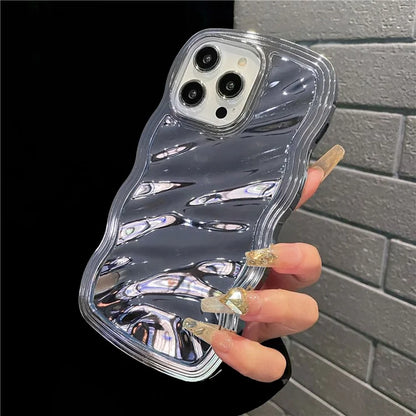 For iPhone 14 Pro Cover Detachable 2-in-1 Wave Texture Electroplating PC+TPU Phone Case