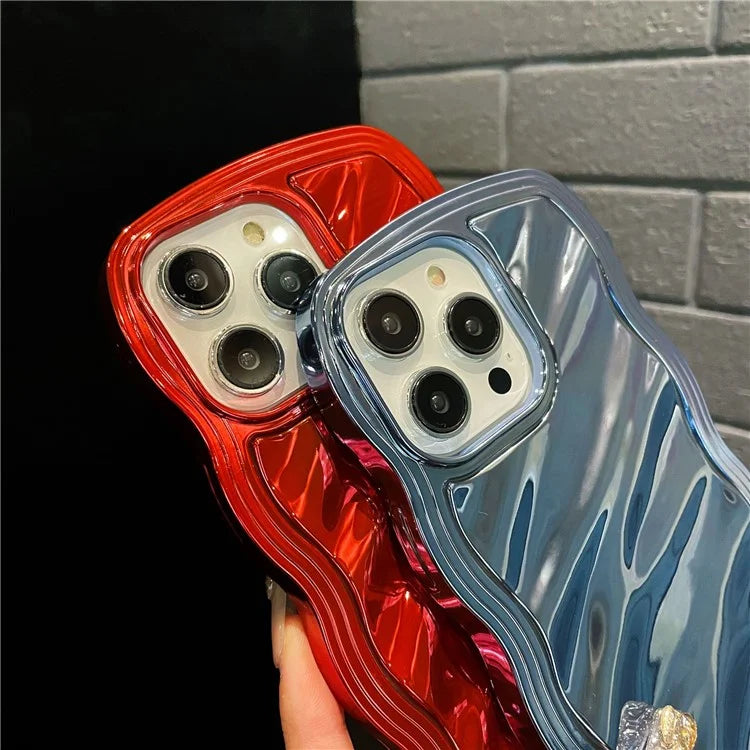 For iPhone 14 Pro Max Cover Detachable 2-in-1 Wave Texture Electroplating PC+TPU Phone Case