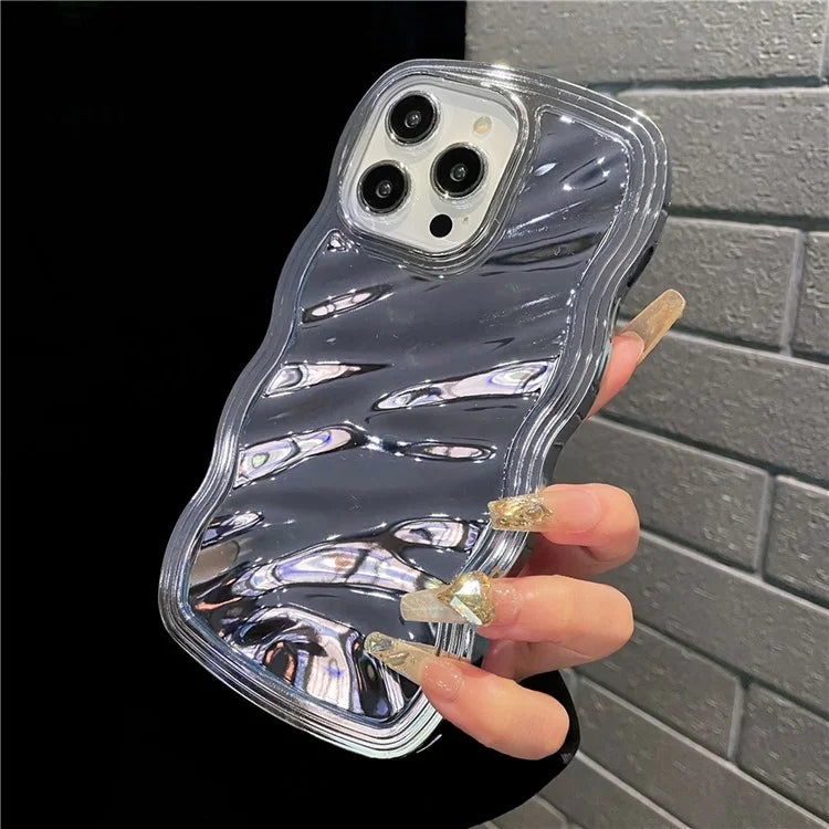 For iPhone 14 Pro Max Cover Detachable 2-in-1 Wave Texture Electroplating PC+TPU Phone Case