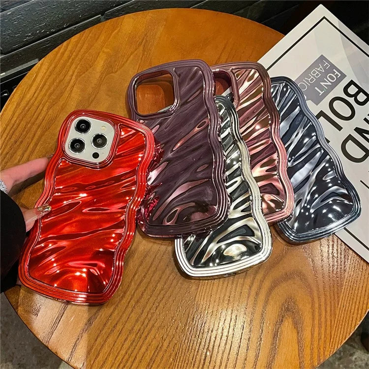 For iPhone 14 Pro Max Cover Detachable 2-in-1 Wave Texture Electroplating PC+TPU Phone Case