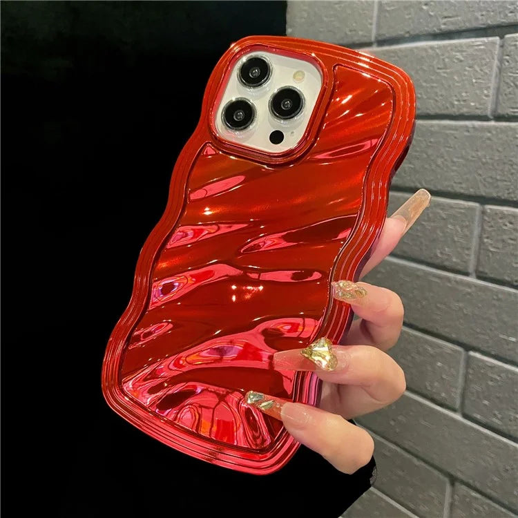 For iPhone 14 Pro Max Cover Detachable 2-in-1 Wave Texture Electroplating PC+TPU Phone Case