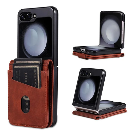 AZNS For Samsung Galaxy Z Flip6 5G Case Ultra Thin Leather Phone Cover with Card Holder