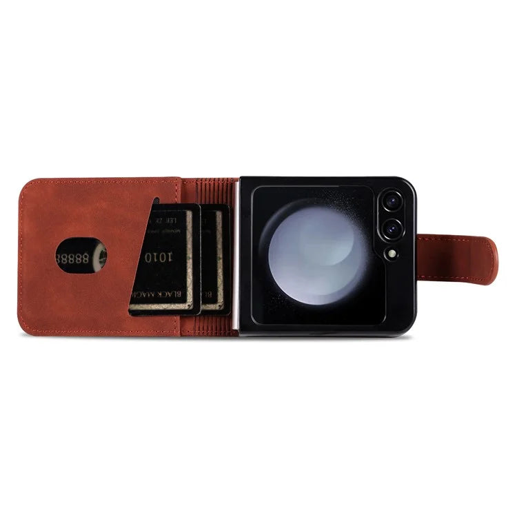 AZNS For Samsung Galaxy Z Flip6 5G Case Ultra Thin Leather Phone Cover with Card Holder