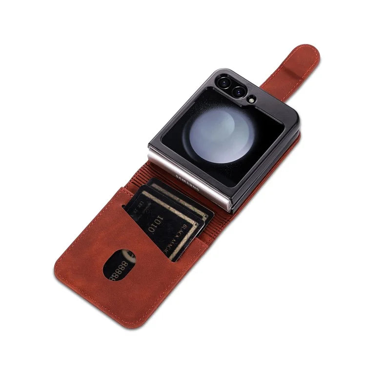 AZNS For Samsung Galaxy Z Flip6 5G Case Ultra Thin Leather Phone Cover with Card Holder