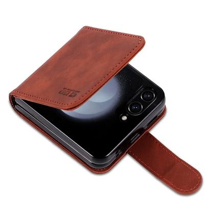 AZNS For Samsung Galaxy Z Flip6 5G Case Ultra Thin Leather Phone Cover with Card Holder
