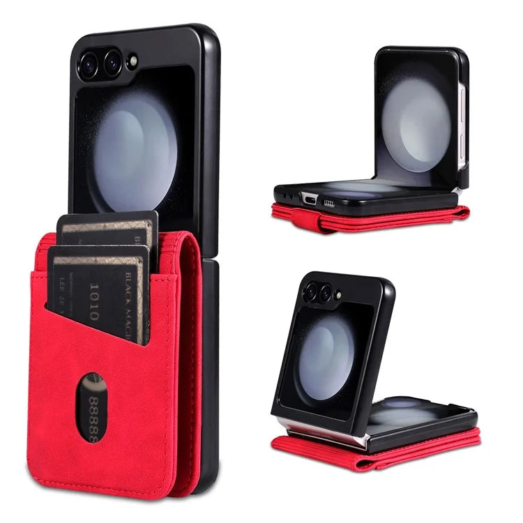 AZNS For Samsung Galaxy Z Flip6 5G Case Ultra Thin Leather Phone Cover with Card Holder