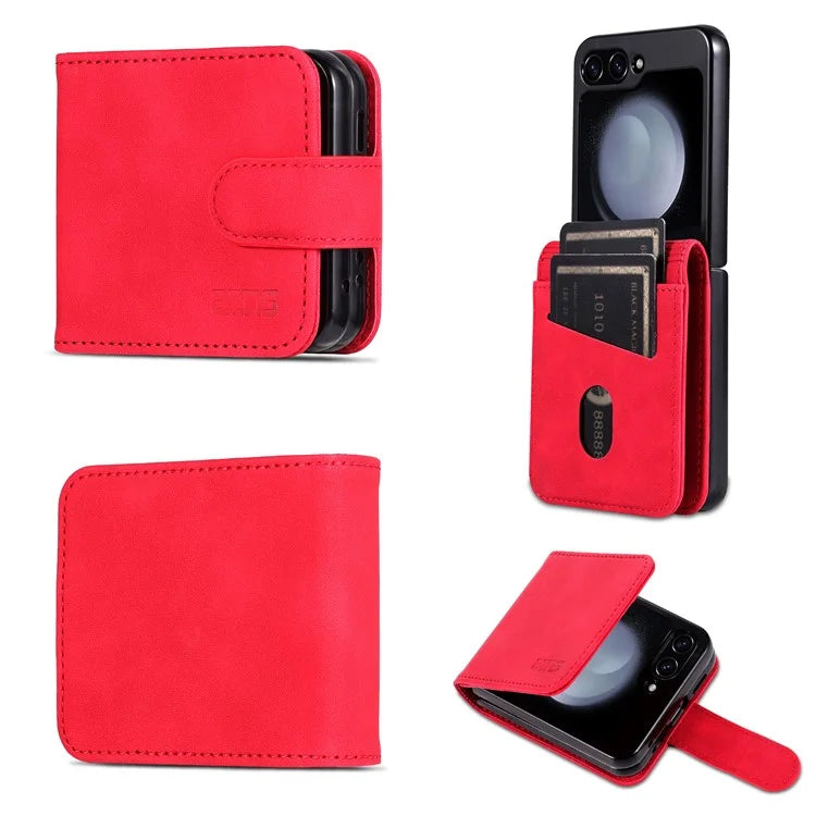 AZNS For Samsung Galaxy Z Flip6 5G Case Ultra Thin Leather Phone Cover with Card Holder