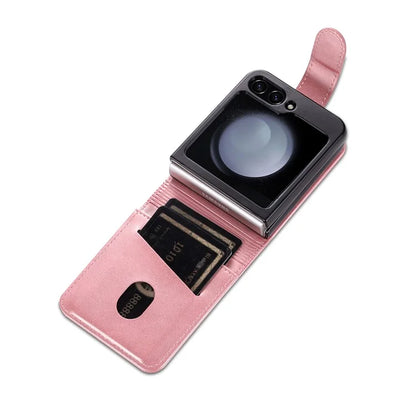 AZNS For Samsung Galaxy Z Flip6 5G Case Ultra Thin Leather Phone Cover with Card Holder