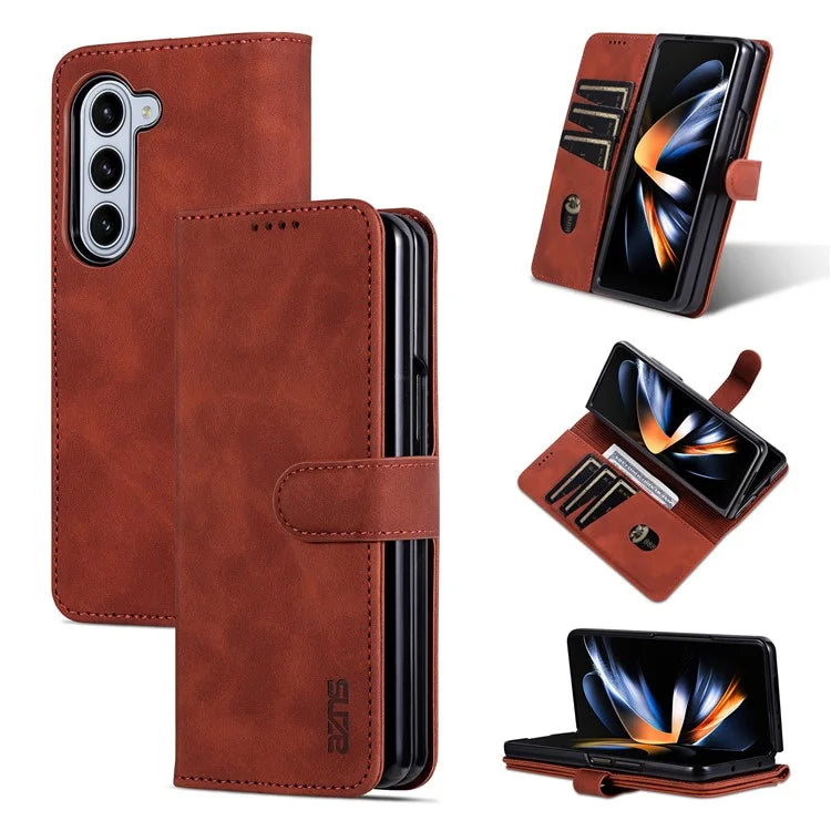 AZNS For Samsung Galaxy Z Fold6 5G Case PC Interior PU Leather Phone Cover Wallet