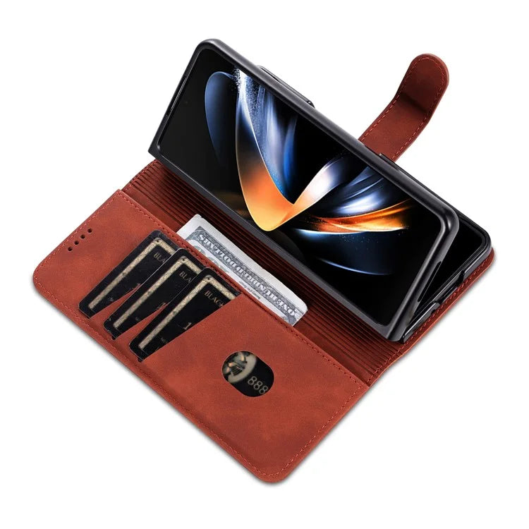 AZNS For Samsung Galaxy Z Fold6 5G Case PC Interior PU Leather Phone Cover Wallet