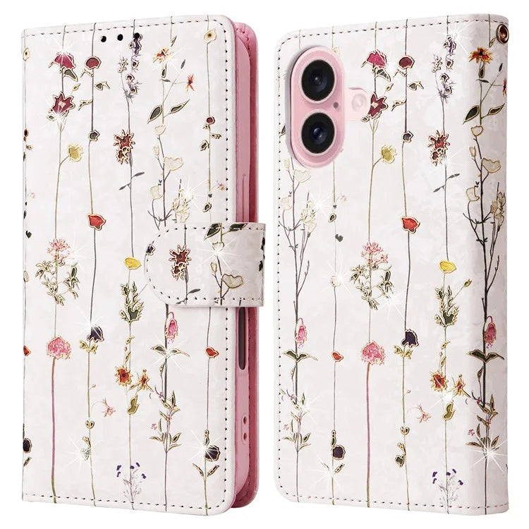 For iPhone 16 Case RFID Blocking Wallet Lacquered Design Mobile Phone Cover