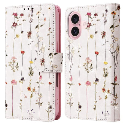 For iPhone 16 Case RFID Blocking Wallet Lacquered Design Mobile Phone Cover