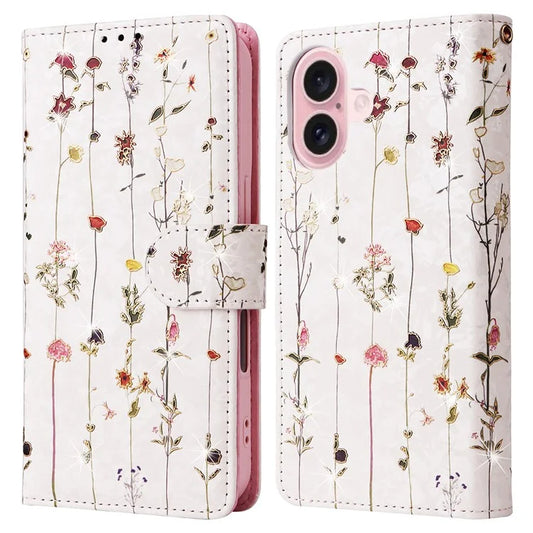 For iPhone 16 Case RFID Blocking Wallet Lacquered Design Mobile Phone Cover