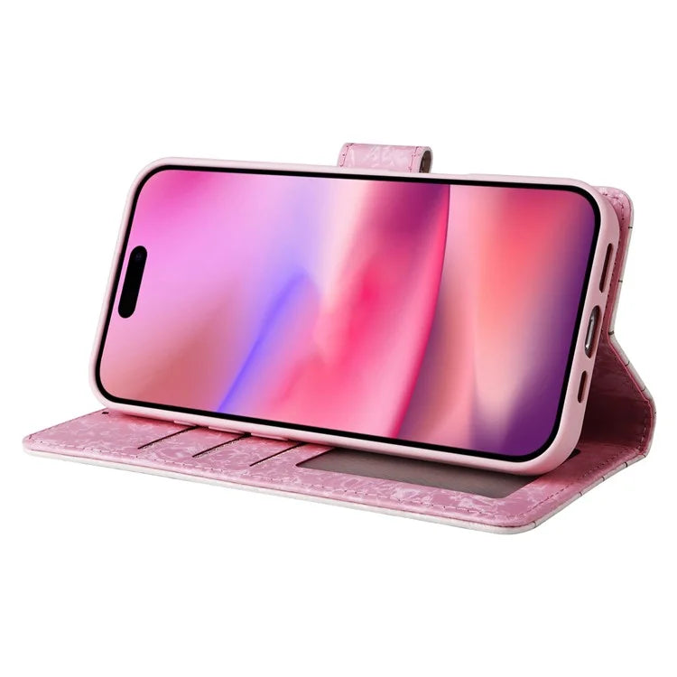 For iPhone 16 Case RFID Blocking Wallet Lacquered Design Mobile Phone Cover