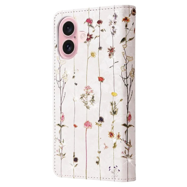 For iPhone 16 Case RFID Blocking Wallet Lacquered Design Mobile Phone Cover