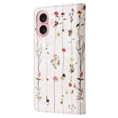 For iPhone 16 Case RFID Blocking Wallet Lacquered Design Mobile Phone Cover