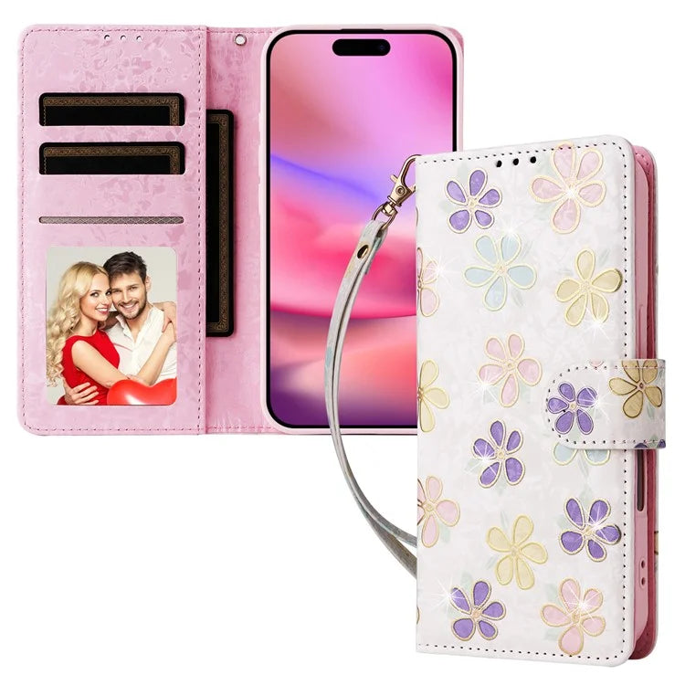 For iPhone 16 Case RFID Blocking Wallet Lacquered Design Mobile Phone Cover