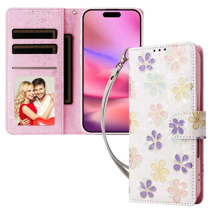 For iPhone 16 Case RFID Blocking Wallet Lacquered Design Mobile Phone Cover