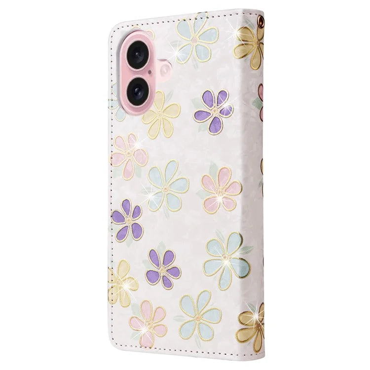 For iPhone 16 Case RFID Blocking Wallet Lacquered Design Mobile Phone Cover