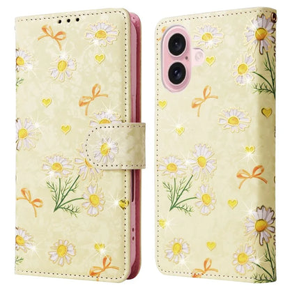 For iPhone 16 Case RFID Blocking Wallet Lacquered Design Mobile Phone Cover