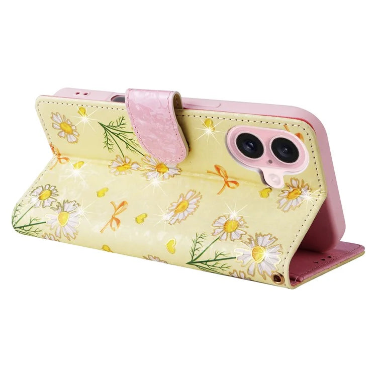 For iPhone 16 Case RFID Blocking Wallet Lacquered Design Mobile Phone Cover