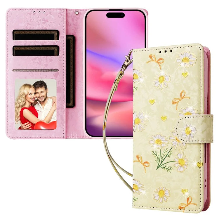 For iPhone 16 Case RFID Blocking Wallet Lacquered Design Mobile Phone Cover
