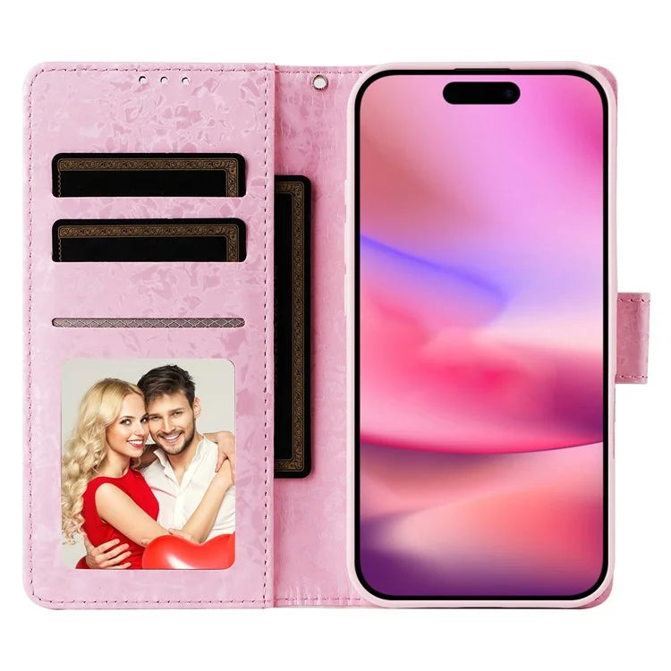 For iPhone 16 Case RFID Blocking Wallet Lacquered Design Mobile Phone Cover